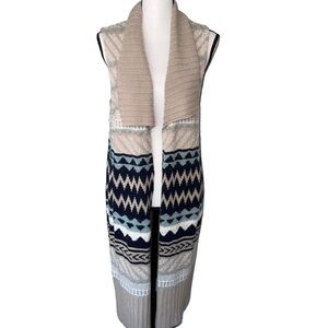 Chico’s Chunky Long Fall Sleeveless Vest Sweater Cardigan